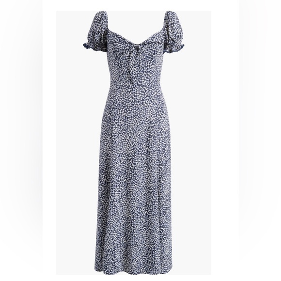 Reformation Shyla Midi Dress floral blue and white dress largo